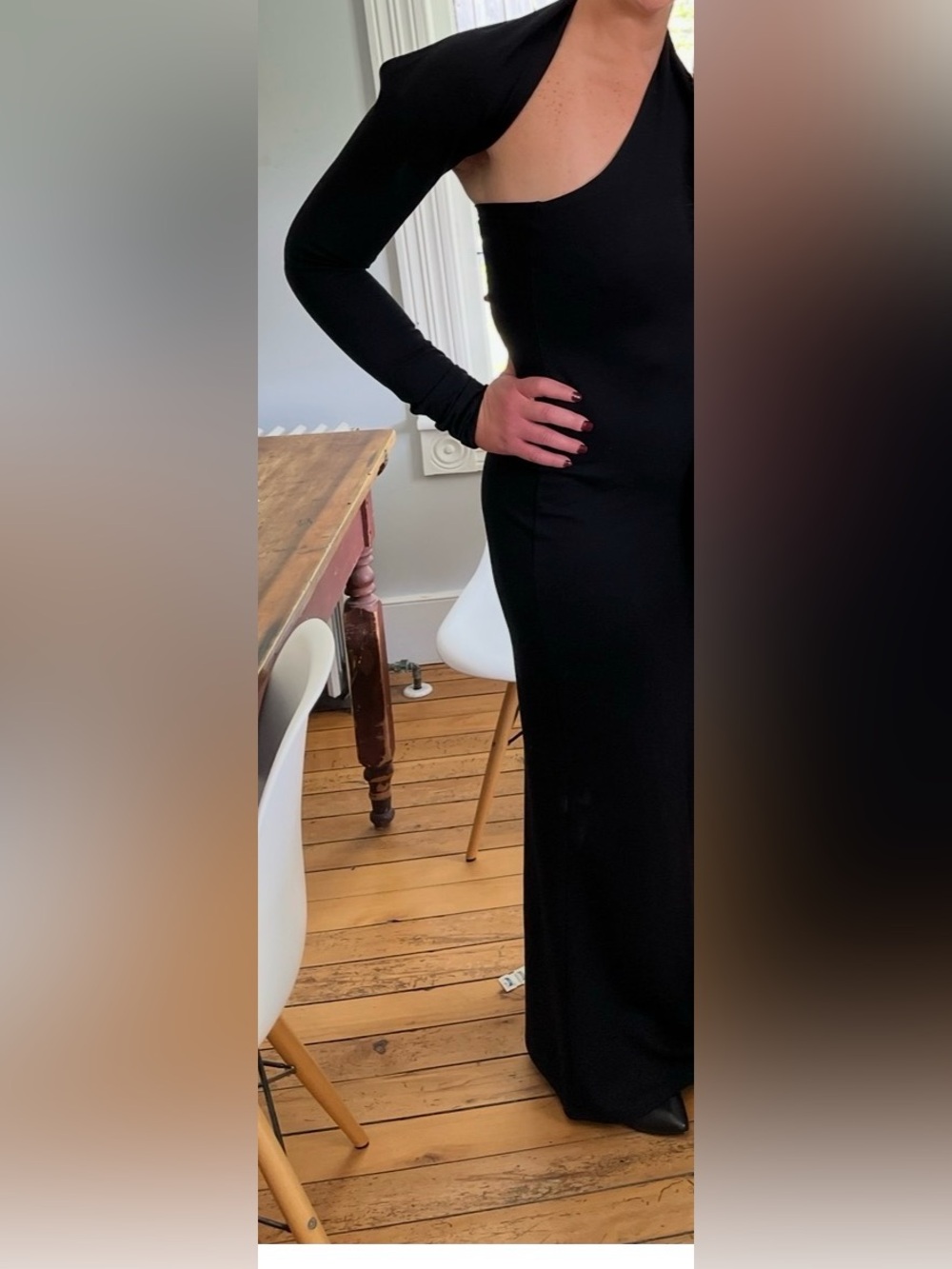 Marcella Black One-Sleeve Halter Maxi Dress - Women